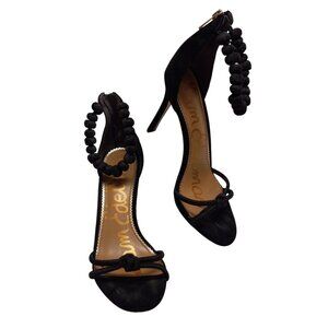 Sam Edelman size 10 Aria Stiletto Black Suede Ankle Strap High Heels Pumps
